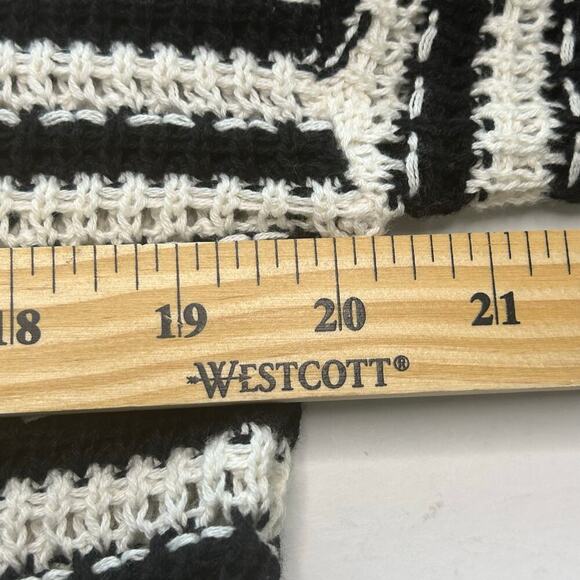 Loft NWT black and off white striped 100% cotton long sleeve sweater M - Picture 8 of 9
